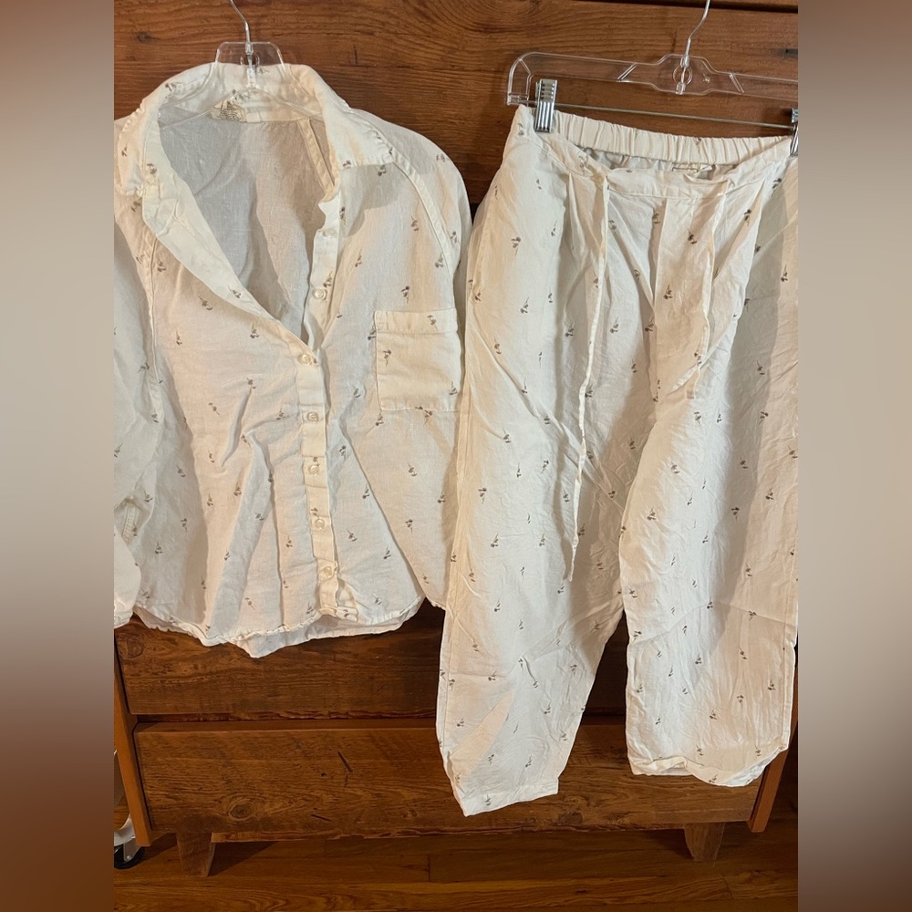 deiji floral 03 linen culotte pants pajama lounge set *altered* S/M
